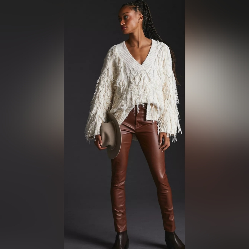 By Anthropologie Fringed Pullover Sweater